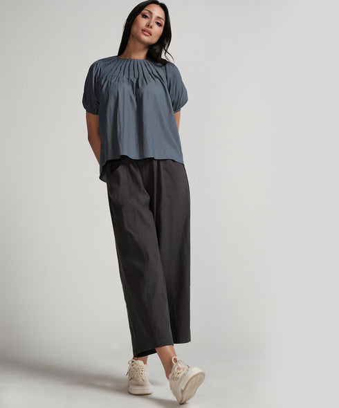 Grey Side Pocket Elasticated Waist Pant